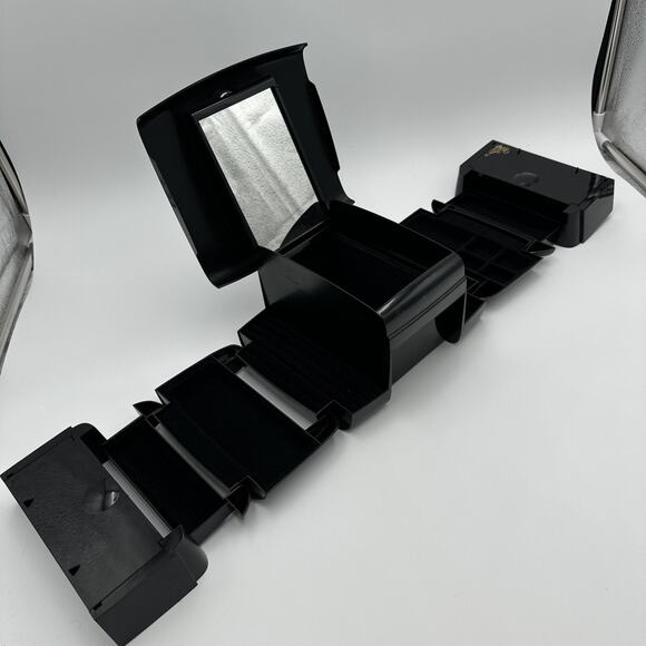 VTG Black1980s The Jewel Kit Expandable Fold Out Jewelry Box Mid Century Modern - Picture 6 of 9